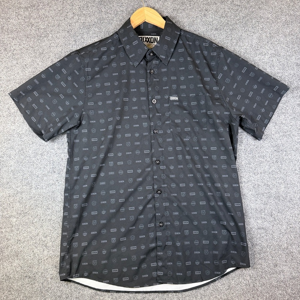 Dixxon Flannel Co Shirt Mens M Black The Executive Short Sleeve Monogram Party
